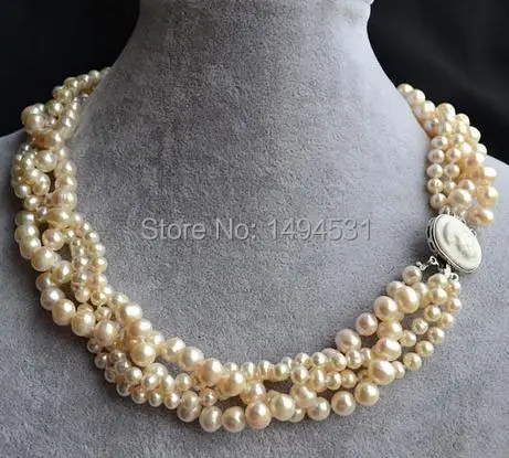 Жемчужные украшения оптом 18 Дюймов 5-8 мм белый цвет ожерелье из натурального