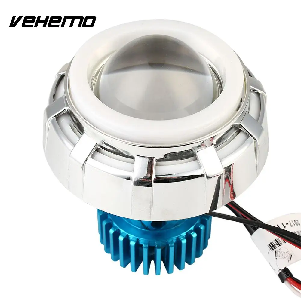 Vehemo CNC Angel Devil Eye Bulb LED Headlight Motorcycle Headlight Motorbike Projector Light Super Bright Hi/Lo Beam