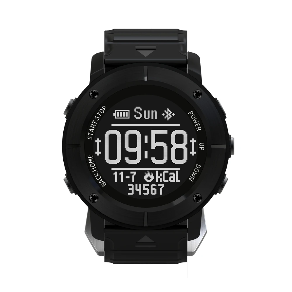 Черный EXRIZU UW80C gps навигация Спорт на открытом воздухе Смарт часы монитор сердечного ритма Bluetooth Smartwatch фитнес трекер компас альтиметр - Цвет: Черный
