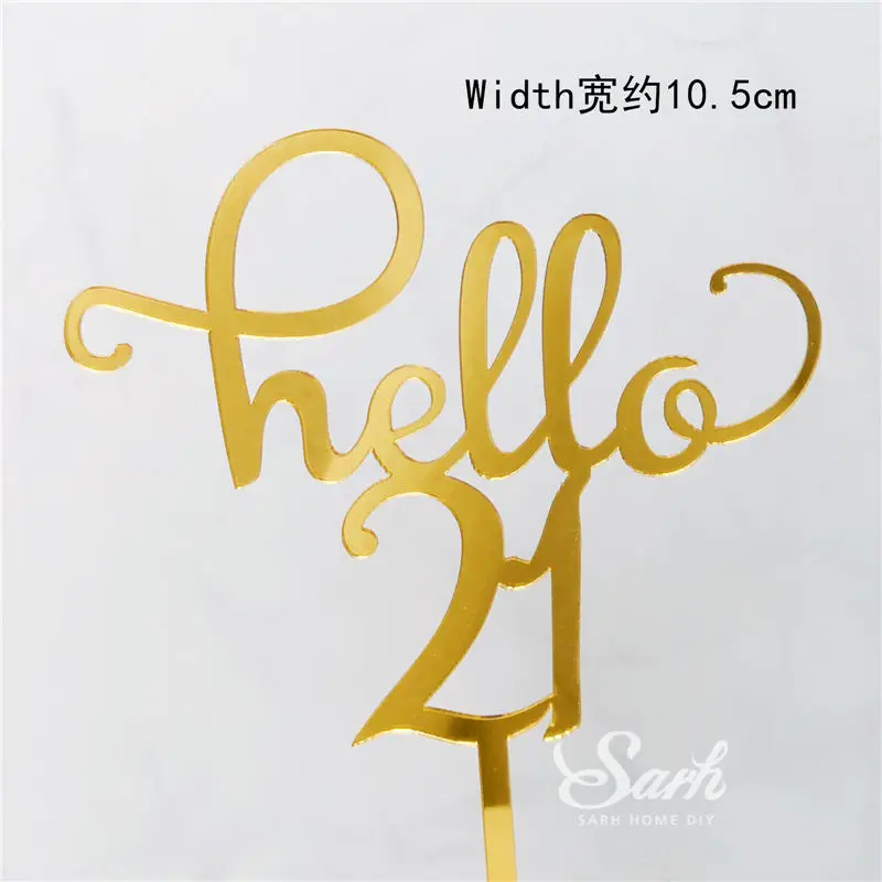 2pc hello 21 Сверкающие Золотые "сладкие" 1" 18" с днем рождения, ручные украшения для торта, вечерние украшения на день рождения, милые подарки - Цвет: 2pc hello 21