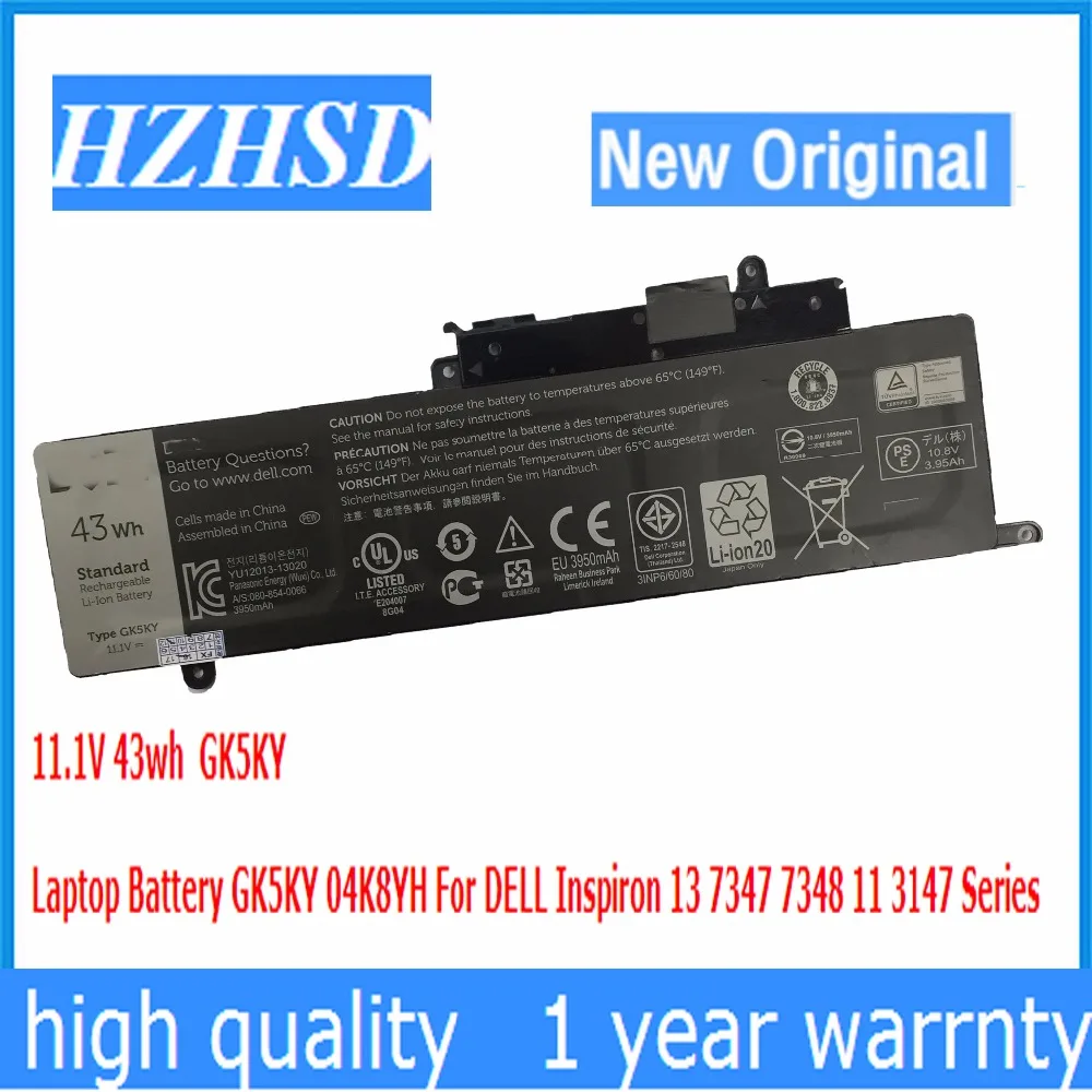 11.1V 43WH New Original GK5KY  Laptop Battery For DELL 13 7347 13-7352 3147 3000 11-3152 series 04K8