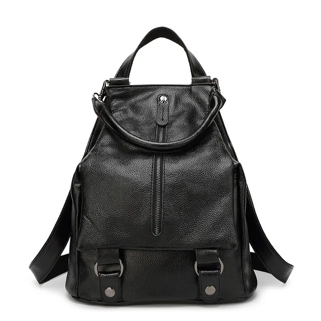 New Women Backpack Black Leather Backpack For Teenage Girls Casual Daypacks Famous Brand Travel School Bags Female Shoulder Bag - Цвет: Черный