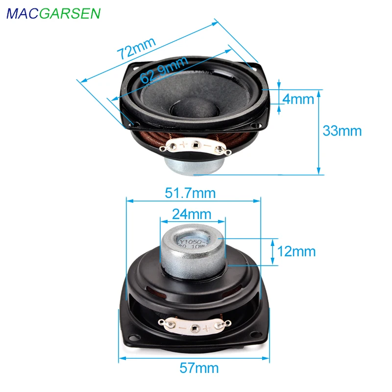 MACGARSEN 2 шт. Полнодиапазонный динамик 8 Ом 10 Вт HiFi портативный s 57 мм ремонт Саундбар