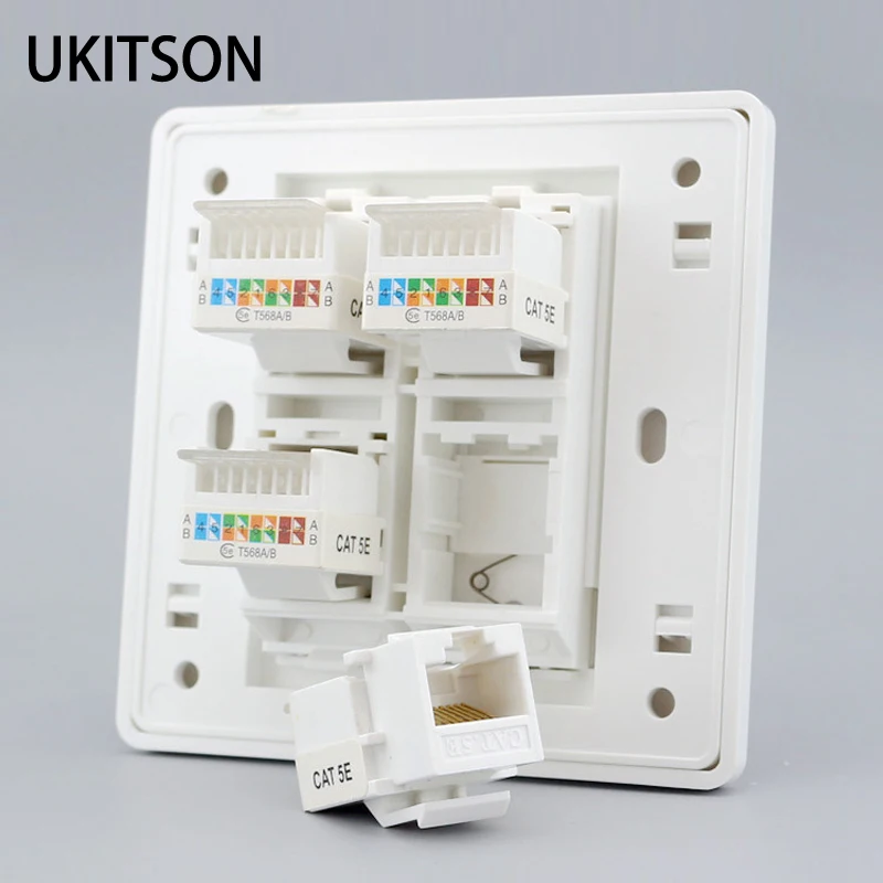 4 порта Cat 5e RJ45 Интернет стеновая панель Лицевая крышка 86x86 мм для подключения