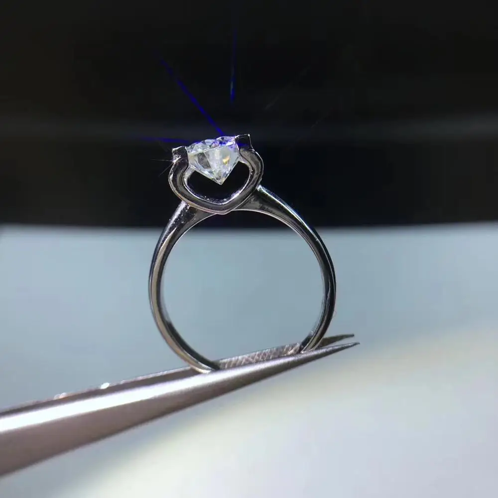Серебряное кольцо Moissanite 1ct D VVS класса люкс Moissanite кольца из стерлингового серебра 925 для женщин