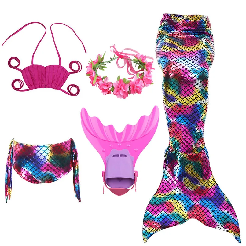 5 шт. Для Девочек Русалки Моноласты хвосты для купания костюм Косплэй купальный