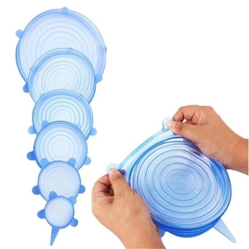 6 шт. Мягкая силиконовая крышка Универсальная пищевая плёнка чаша горшок