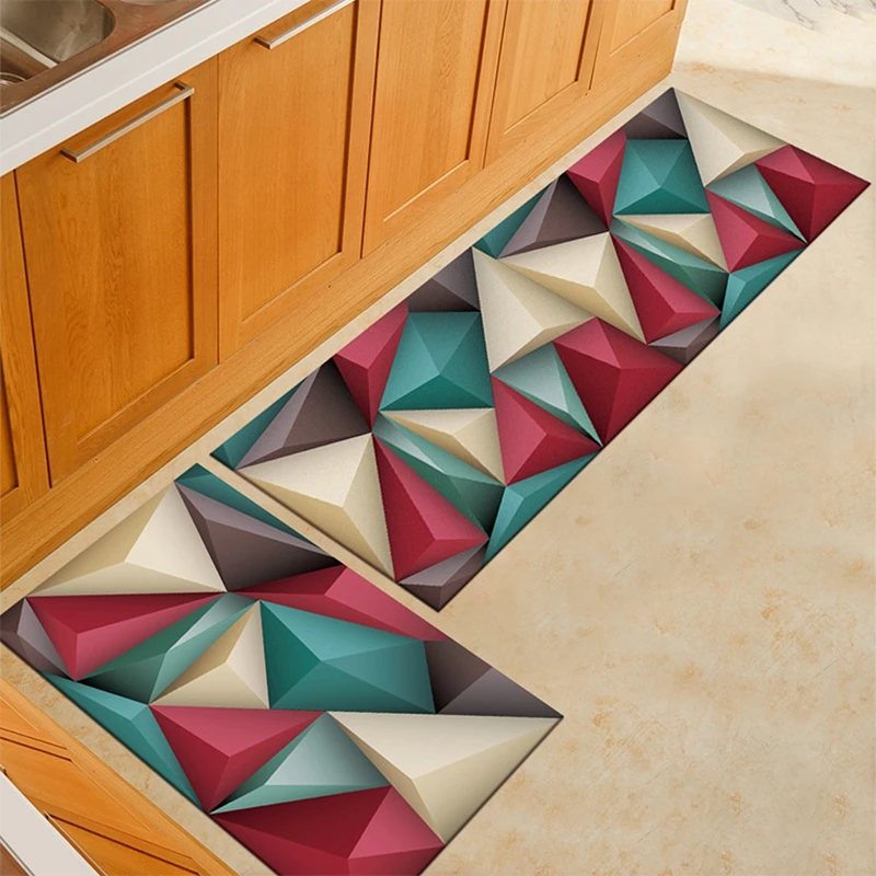 Kitchen Area Rugs Rectangle Floor Mats Colorful Geometric Anti-Slip Bedroom Carpet Bedside Coffee Table Welcome Door | Дом и сад