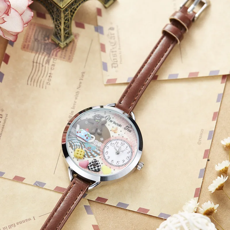 MISS KEKE montre enfant Clay милые мини-часы в виде печенья уникальный чайник подарочные часы