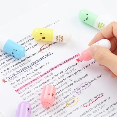 

Creative pill Highlighter Color suit mark pen for student 18pcs free shipping