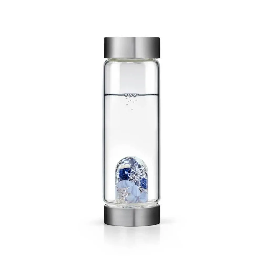 Blue White crystal Soffe 600 мл энергетическая целебная бутылка для воды с натуральным кристаллом драгоценный камень кварц My Crystal стеклянные бутылки для воды Bpa бесплатно с крышкой стакан - Цвет: Blue White crystal