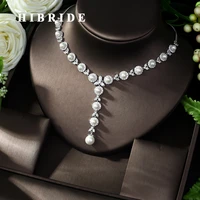 hibride brilliant aaa cubic zirconia pendant for women jewelry white gold color necklace party accessories n 1002