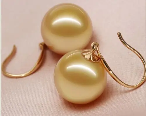 

huge12mm AAA++south sea round shell pearl dangle earrings