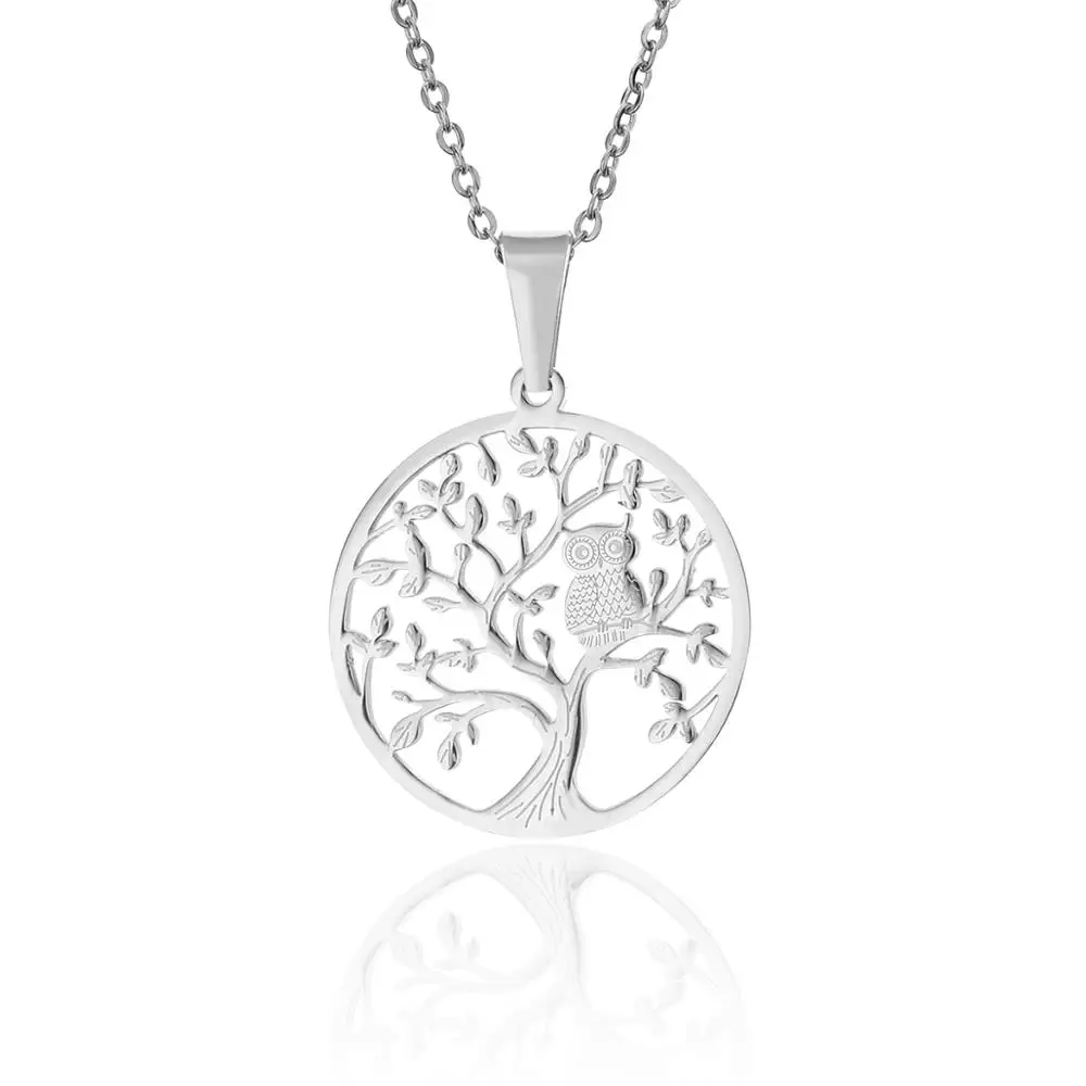 

Owl Tree Of Life Necklaces & Pendants Women Gold Stainless Steel Choker Necklace Bijoux Fashion Jewelry Party Gift 2019 Dropship