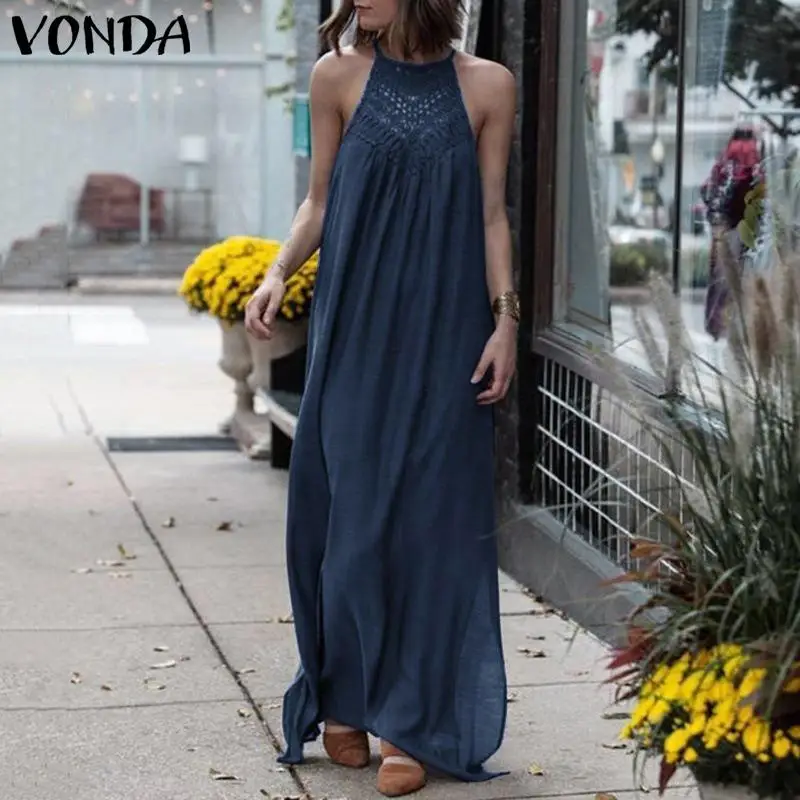Женское платье на тонких бретельках VONDA повседневное пляжное в пол большого