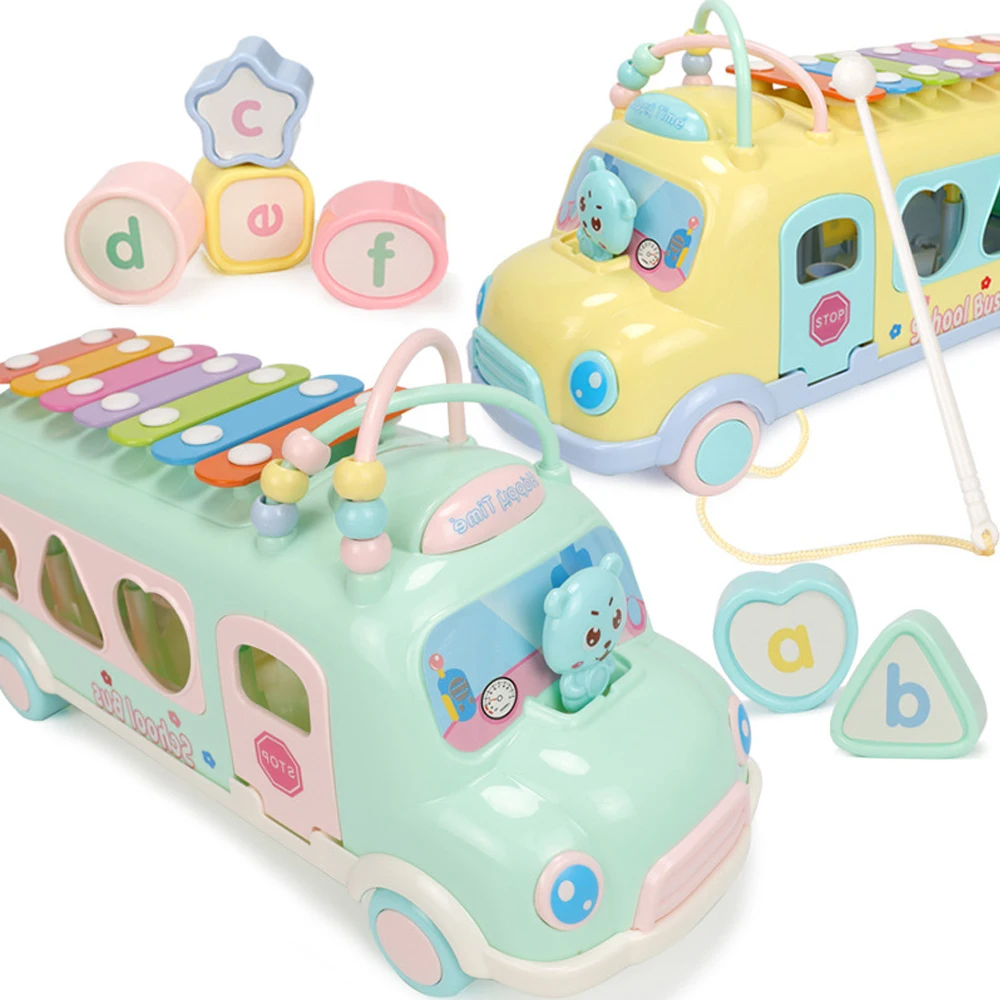 

Baby Musical Toys Bus Shape Knock Piano Hand Eye Coordination Development Toy Early Learning Multi-Function Instrument Tool