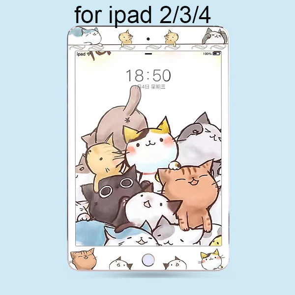 Cats for iPad 2017 Цветное полное покрытие из закаленного стекла для ipad 2/3/4 9 H, Защитная пленка для экрана Apple ipad 9,7 дюйма - Цвет: Cats for iPad 2017