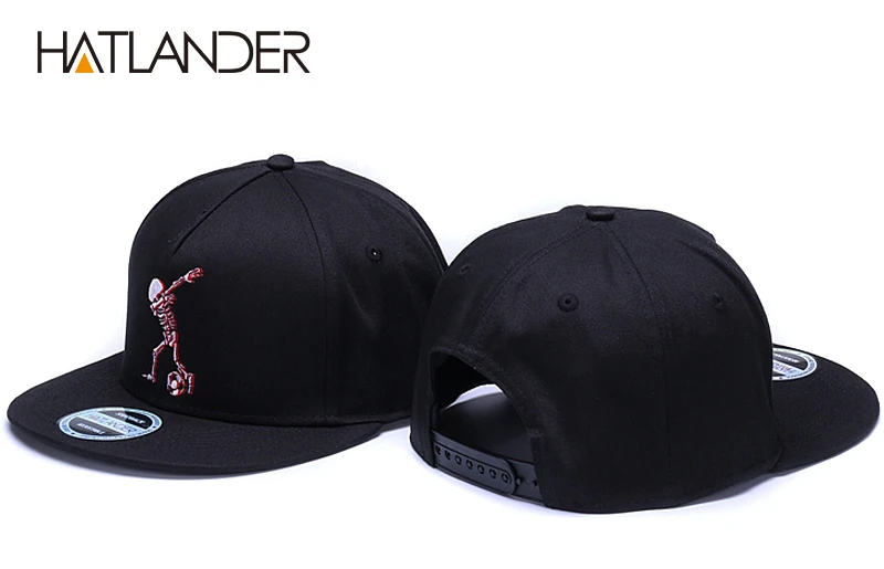 HATLANDER 5 панелей Хлопковые бейсболки бренд вышивка череп Хип-хоп кепки крутые Регулируемые спортивные шапки забавные черные бейсболки