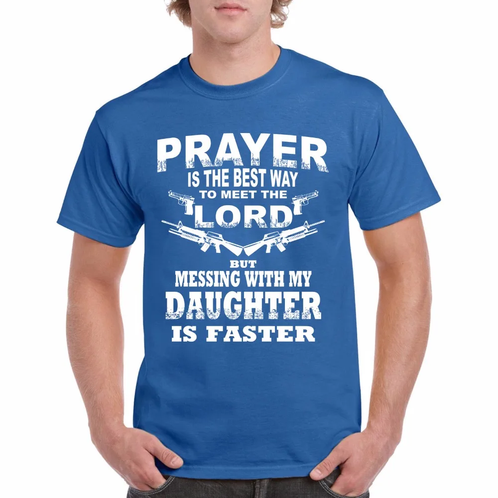 Мода 2017 г. короткий рукав Футболка 100% хлопок не связывайтесь моей дочери летние