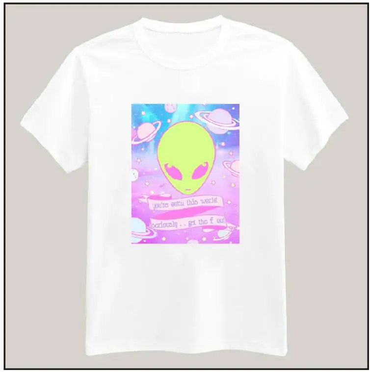 Пришелец Харадзюку Инь Ян принт Женская футболка из хлопка повседневная рубашка