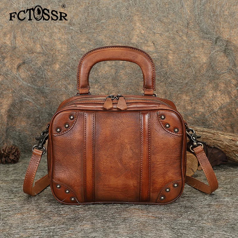 

New Original Retro Casual Women Crossbody Bag Camouflage Personality Genuine Leather Female Top-handle Shoulder Bag Fashion Bag