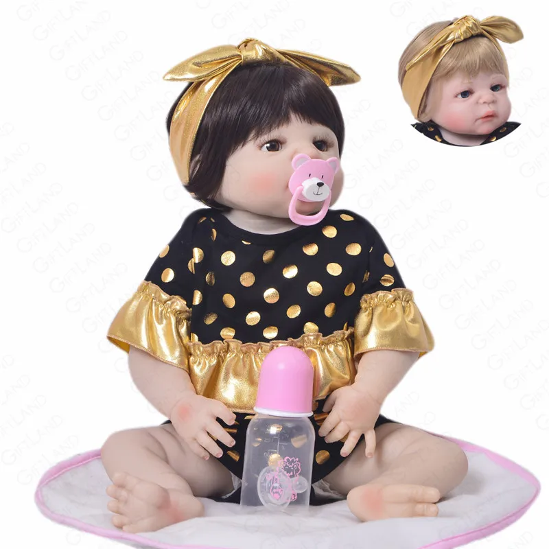 23 дюймов Reborn Baby Doll Bebe полный силиконовый ручной работы Bonecas Bb младенец получивший