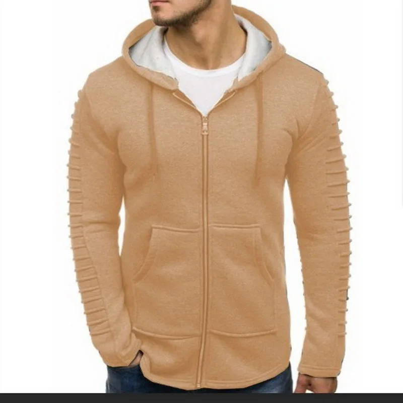 Khaki Litthing мужские 3D модные толстовки, брендовые новые полосатые толстовки со складками, мужская толстовка с капюшоном, осенне-зимняя теплая плотная Толстовка 3XL - Цвет: Khaki