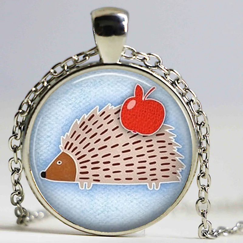 Ожерелье с подвеской Ежик фотографией винтажное бронзовое Массивное колье