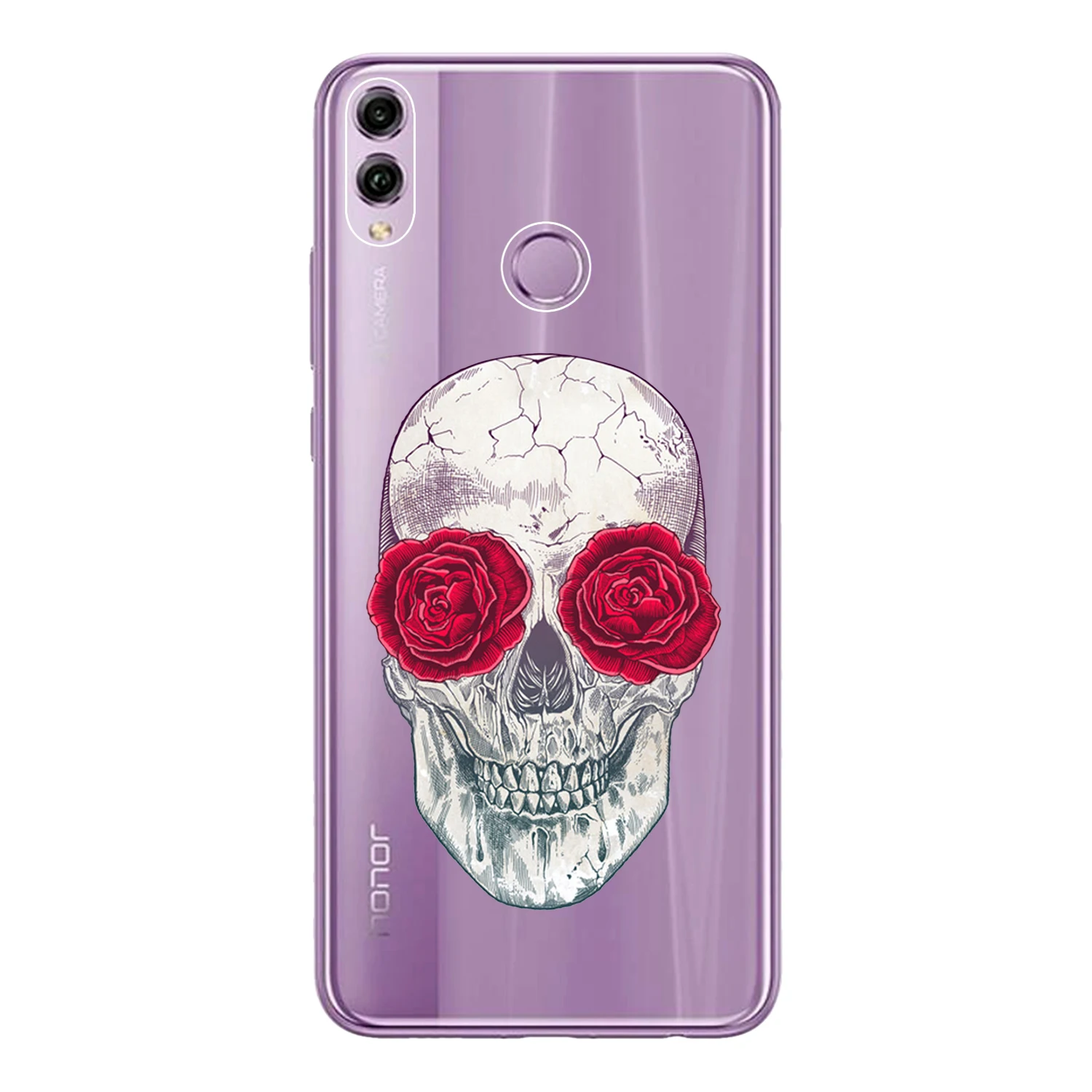 For Huawei Honor 8X Case Cover 6.5&quot Soft TPU Silicone Cool Smoking Glasses Rose Flower Skull Phone Shell Coque |