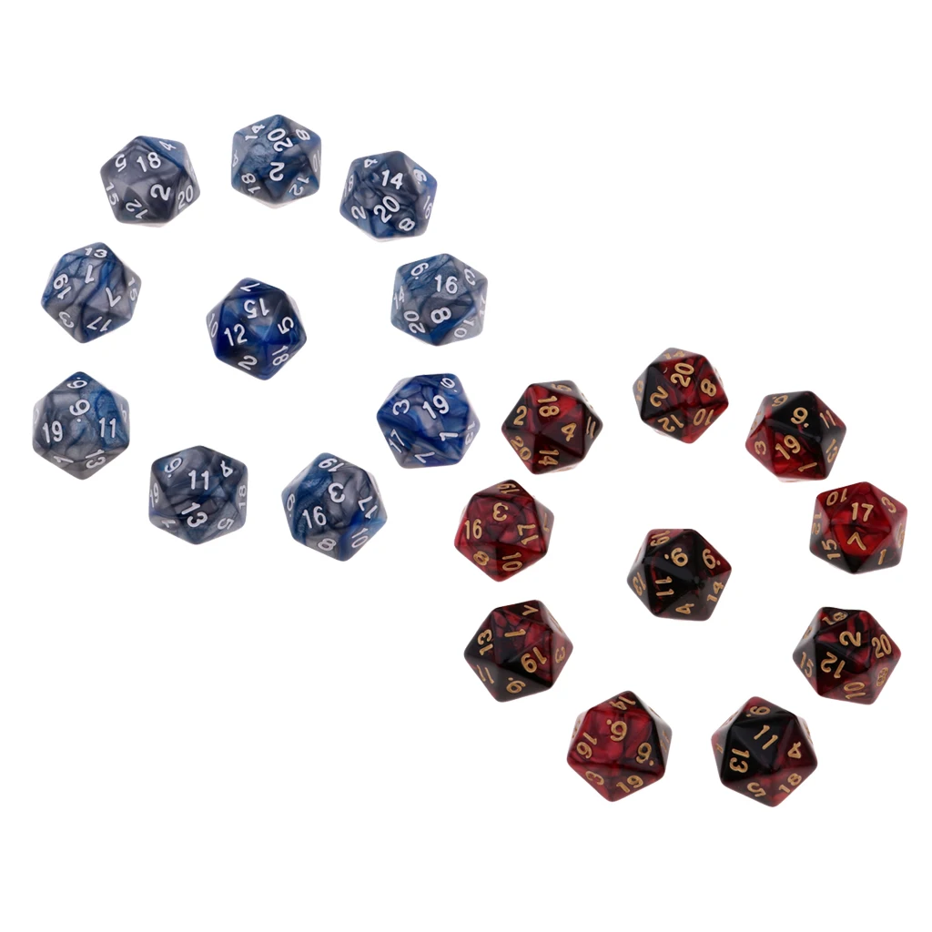 20 шт многогранные кости D20 двухсторонние набор для DND ролевые игры настольные