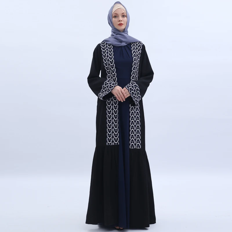 Appliques Muslim Hijab Dress Abaya Turkey Kimono Kaftan Dubai Caftan Abayas For Women Qatar Islamic Clothing Robe Femme Musulman