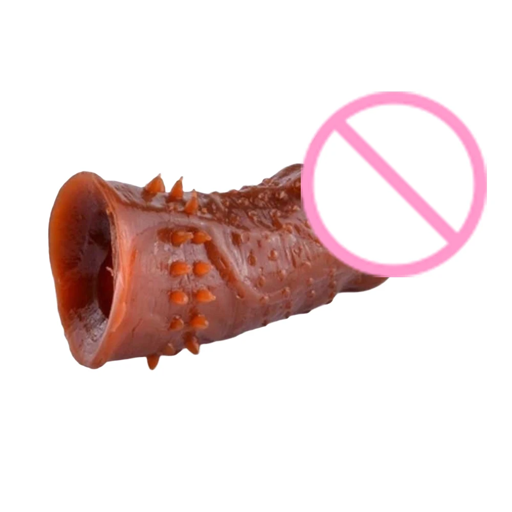 Мужской силиконовый многоразовый удлинитель пениса с шипами презерватив секс