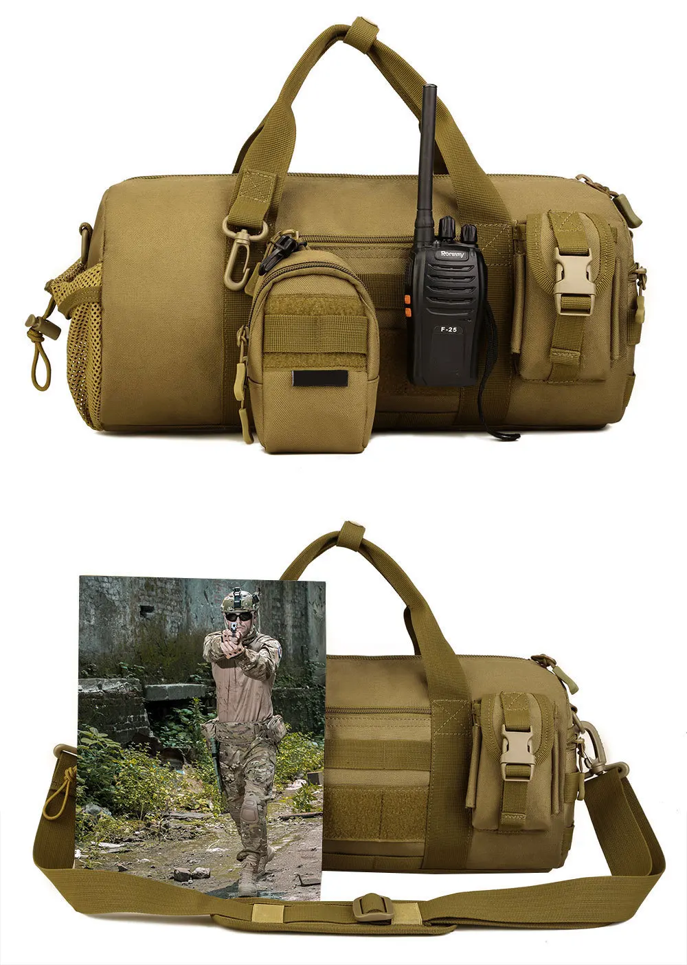 Тактическая цилиндрическая сумка Военная Кроссбоди Molle система 10 дюймов планшет сумка на плечо спортивная рыбалка кемпинг путешествия Туризм Рюкзаки
