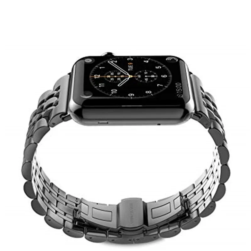 Ремешок мужской из нержавеющей стали для Apple Watch 4/3/2/1 складная застежка с двумя