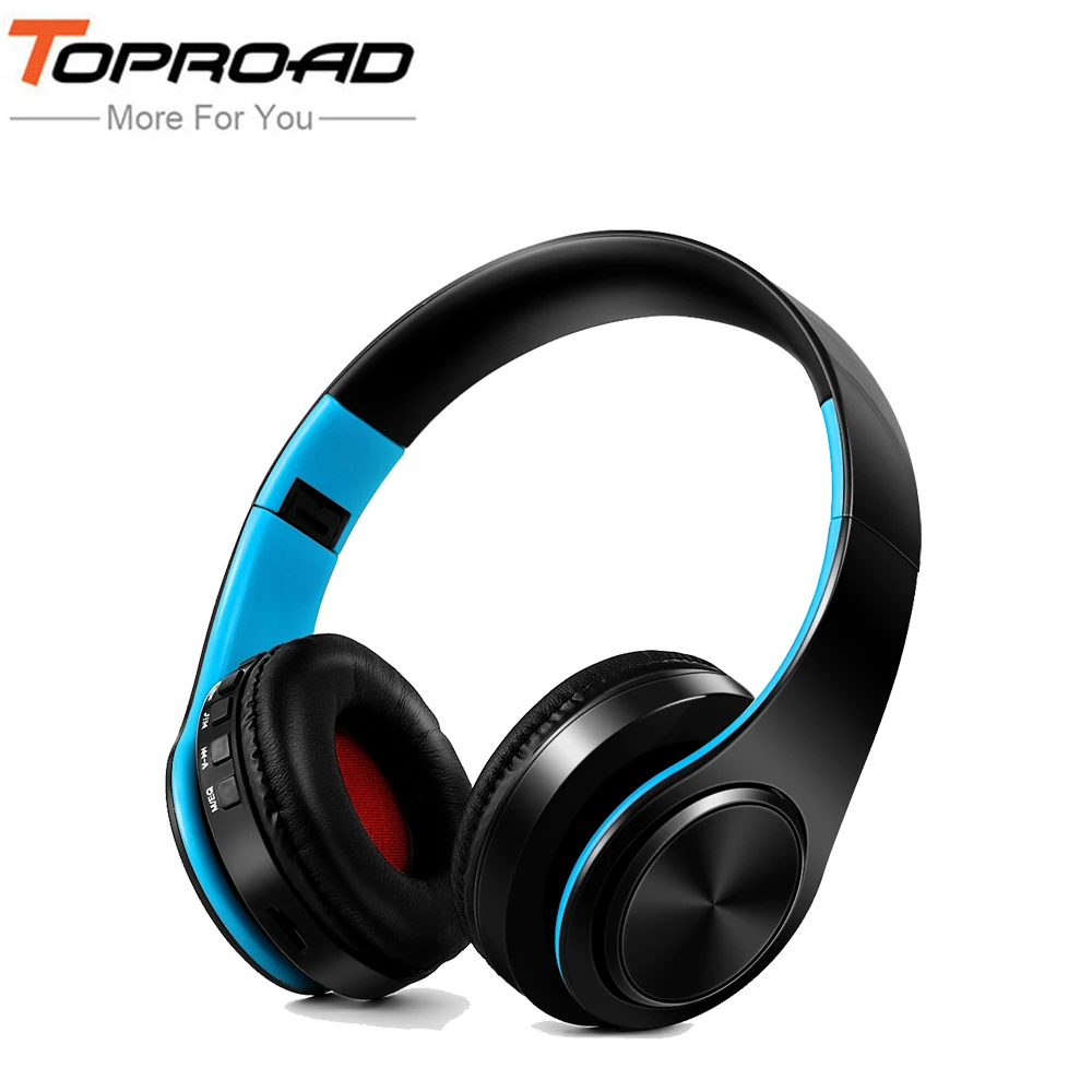 TOPROAD Складные Bluetooth наушники гарнитура беспроводные стерео наушники аудио музыкальный плеер Поддержка TF карты с микрофоном