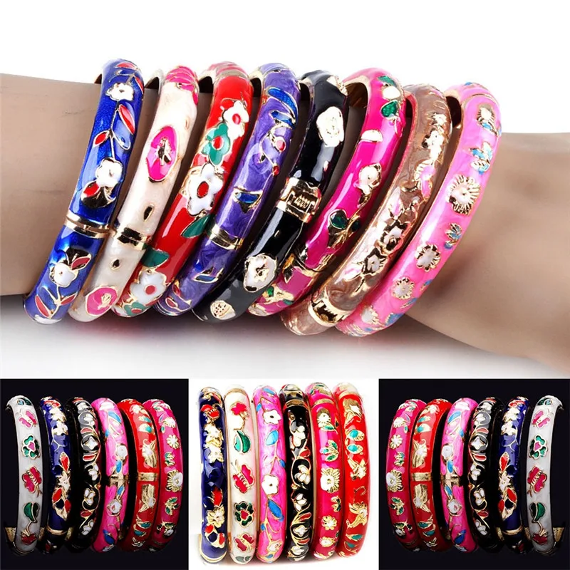 Китайские ремесла перегородчатая эмаль браслет очаровательные элегантные
