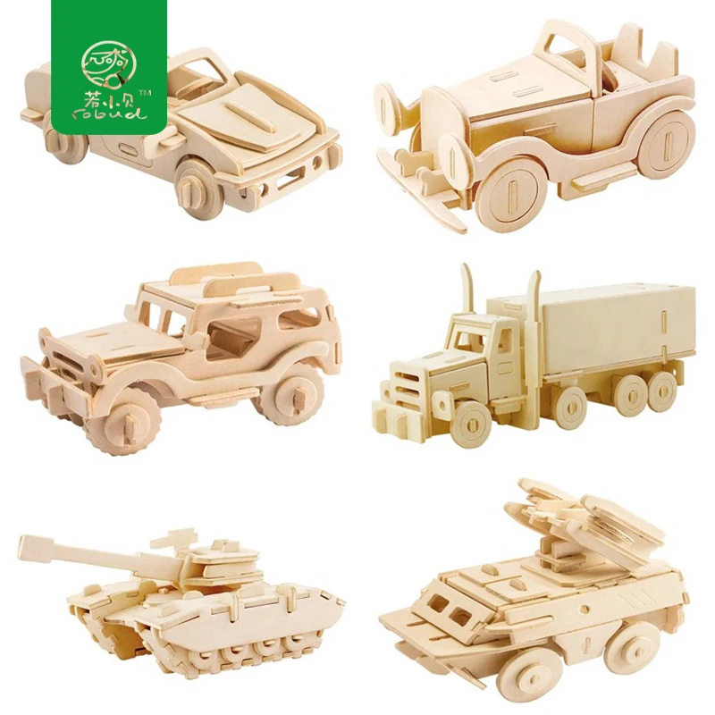 Robud DIY деревянный 3D головоломки сборки паззл на основании мультфильмов учебно