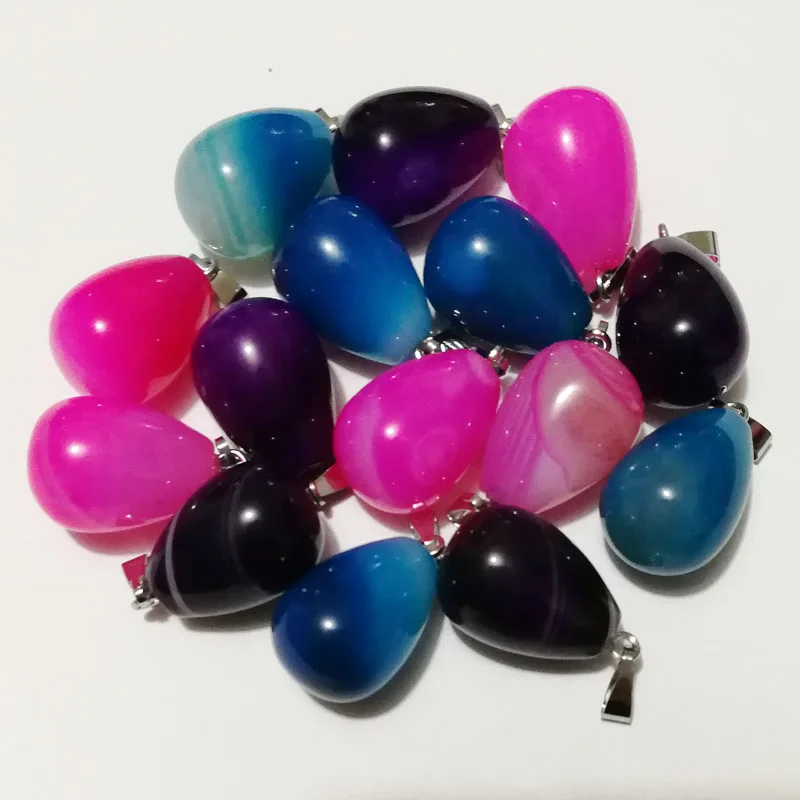

Wholesale fashion 12PCS mixed natural onyx stripes stone pendants water drop pendant for Necklaces jewelry making