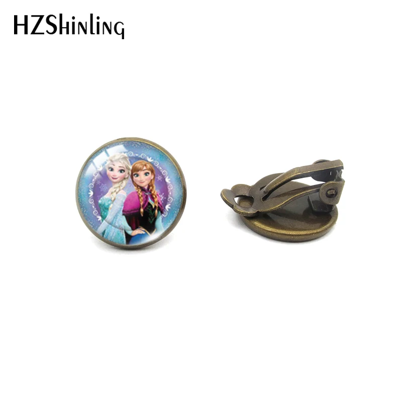 Bronze-6 HZSHINLING/Лидер продаж, модные серьги с изображением Эльзы и Анны, кабошон, без пирсинга, лучшие подарки для девочек - Окраска металла: Bronze-6