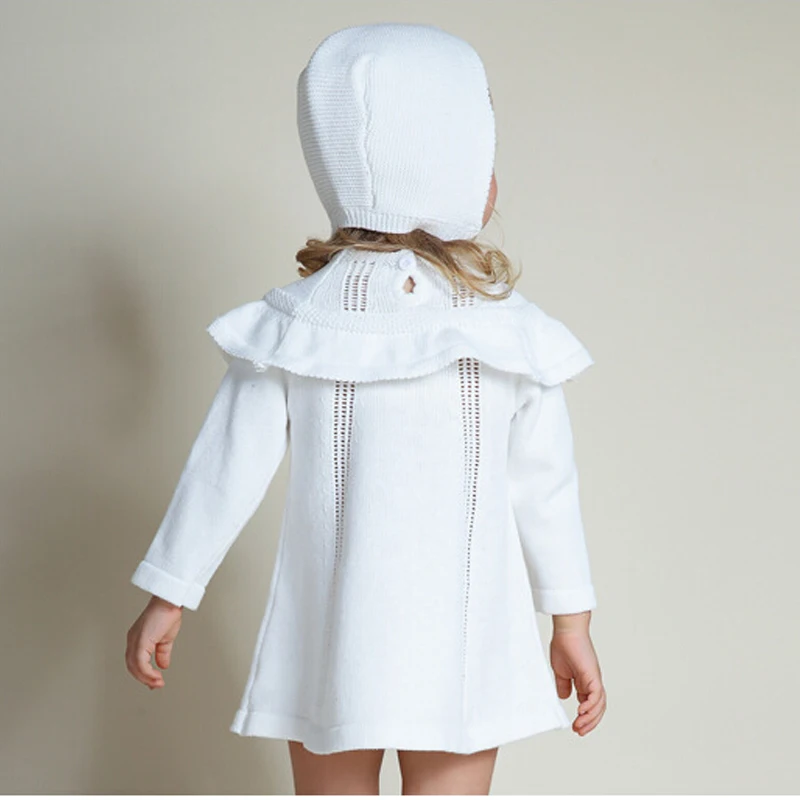 Платье-Свитер для девочки новинка 2022 демисезонное вязаное милое белое детское
