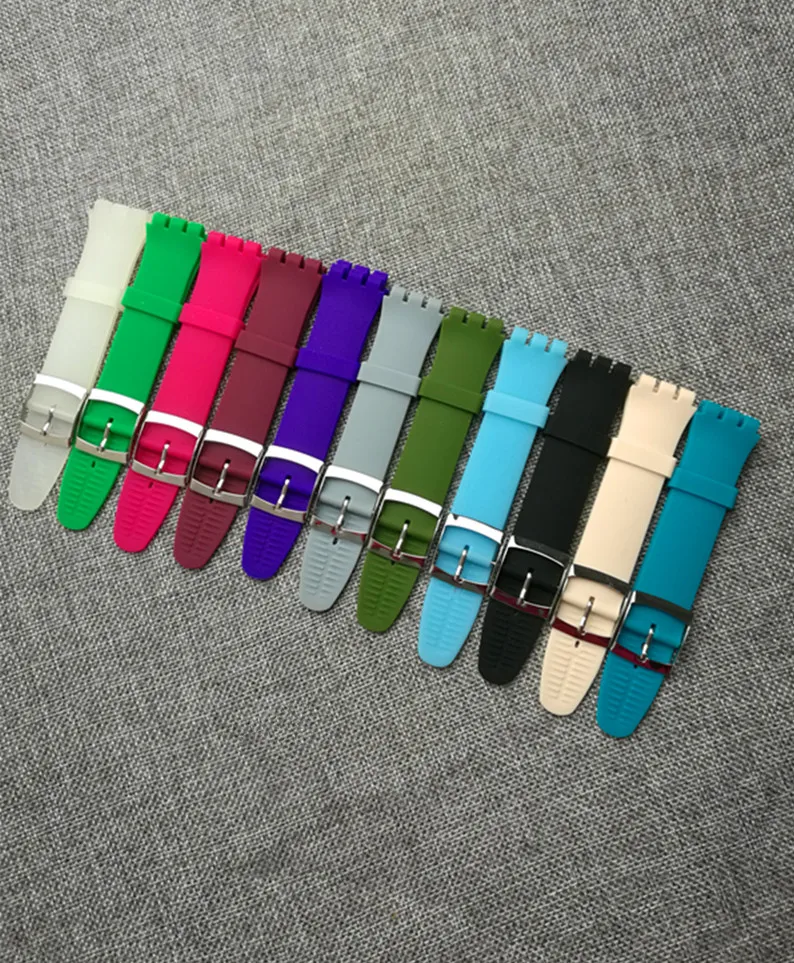 Новинка! Цветной силиконовый ремешок для часов Swatch Suow701 17 19 мм Пряжка из