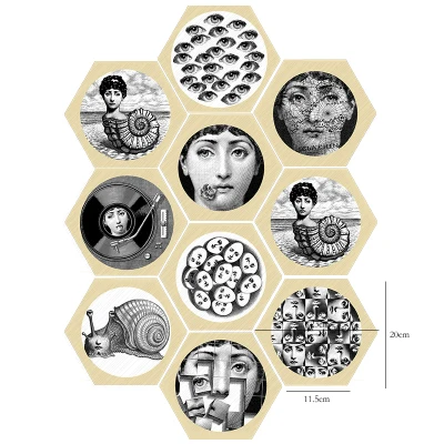 2 Креативные европейские ПВХ наклейки для напольной плитки fornasetti дизайн шестигранные самоклеящиеся водонепроницаемые наклейки на стену для ванной/кухни плитка - Цвет: 2
