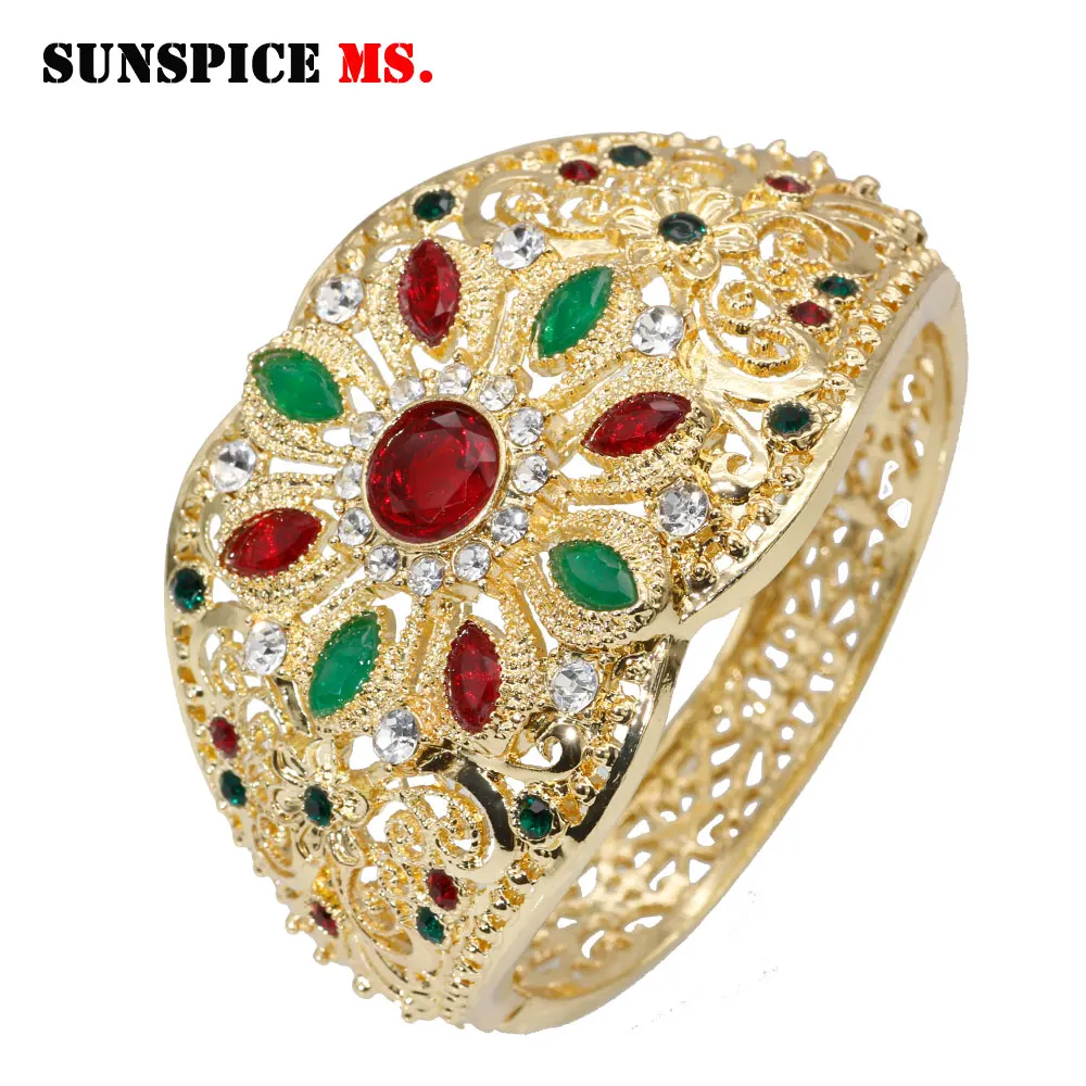 SUNSPICE-MS Morocco золотой браслет со стразами мозаика 3 цвета полиуретановый браслет женский этнический свадебный ювелирный Дубай вечерние подарок