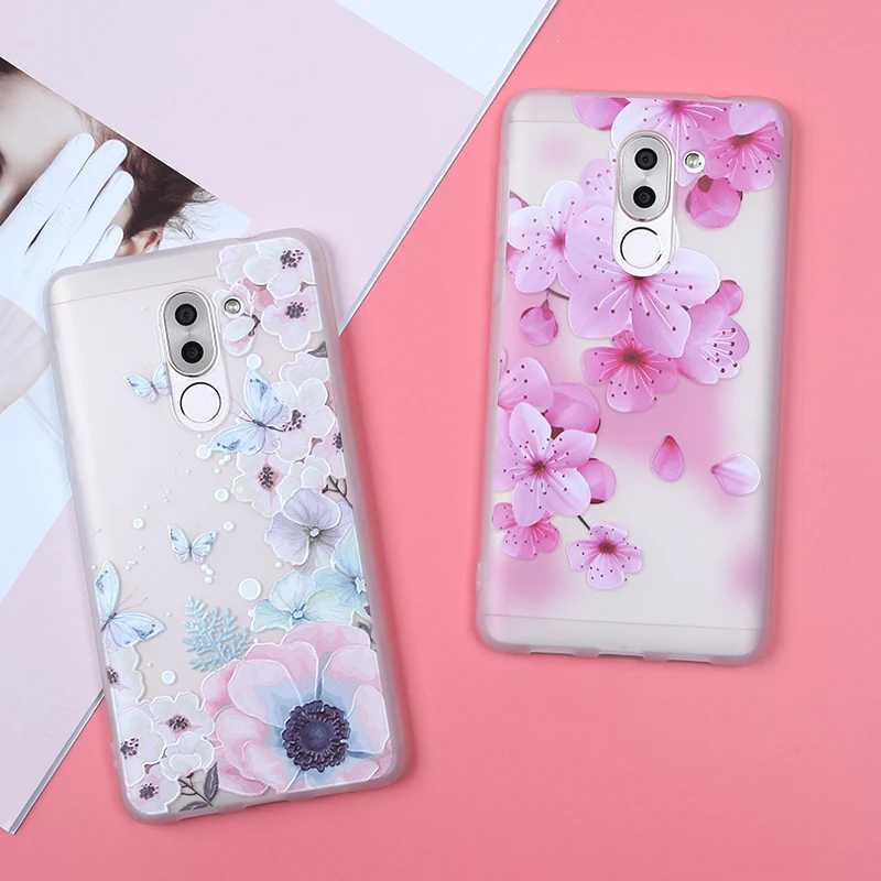 Чехол для Huawei Honor 7X чехол 9 10 Lite 6X P8 P9 P10 P20 Nova 2 Plus 3E рельефный Мягкий ТПУ с цветами |