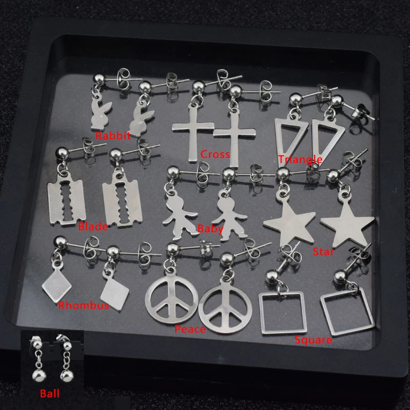 Женские и женские серьги в стиле панк из нержавеющей стали крест звезда мир