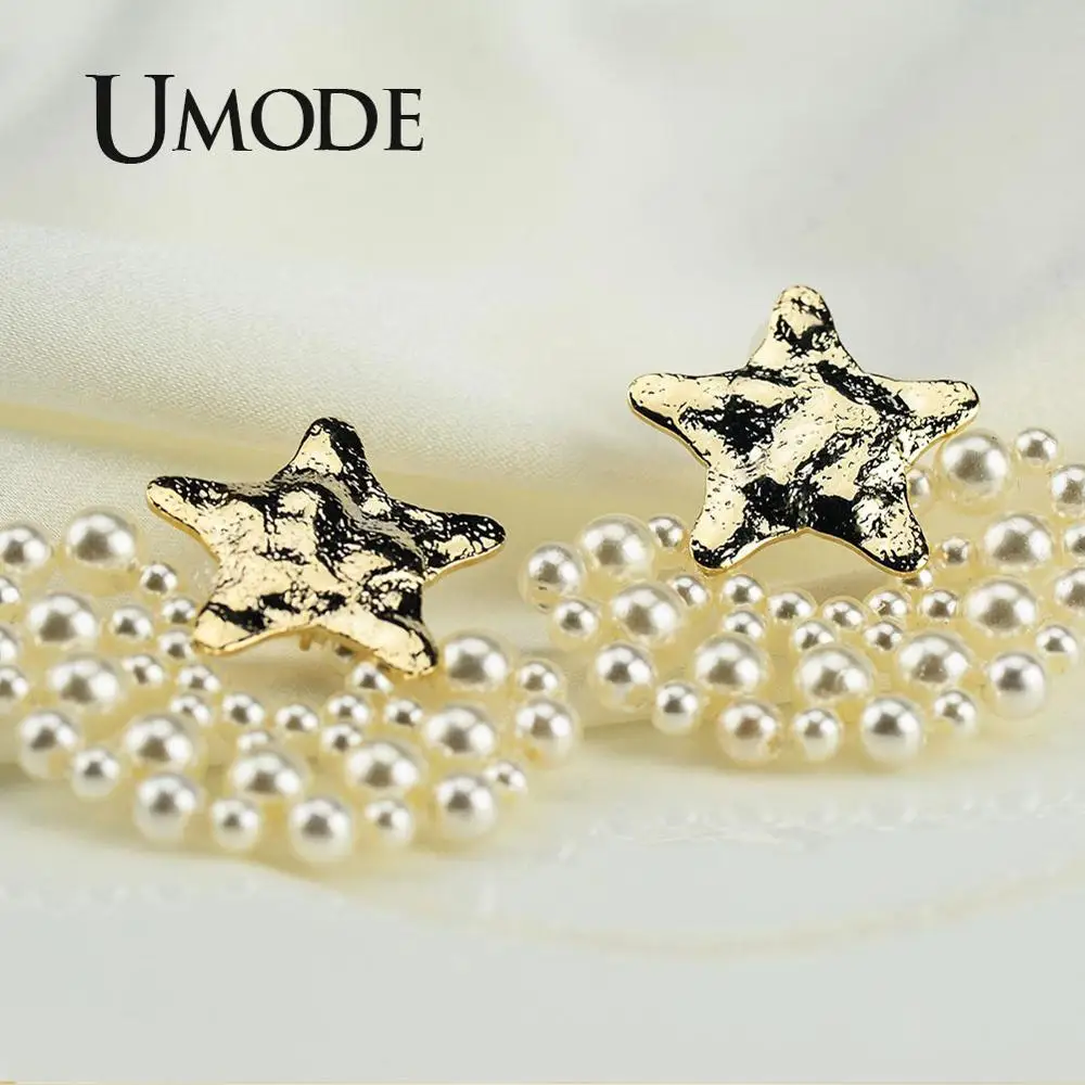 Женские серьги-гвоздики с имитацией жемчуга UMODE классические серьги золотого