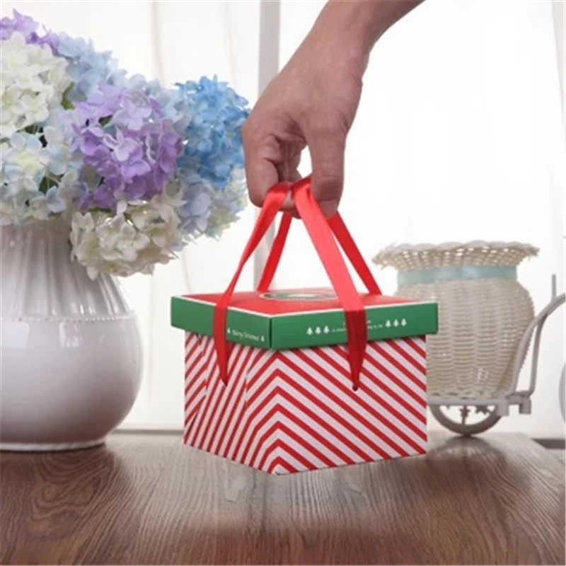 

LBSISI Life 10pcs Christmas Apple Gift Box Paper Candy Cookie Santa Claus Tree DIY Christmas Pack Packing Boxes