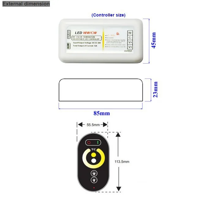 

1X High quality touch plastic color temperature controller CCT adjustment led controller free shipping