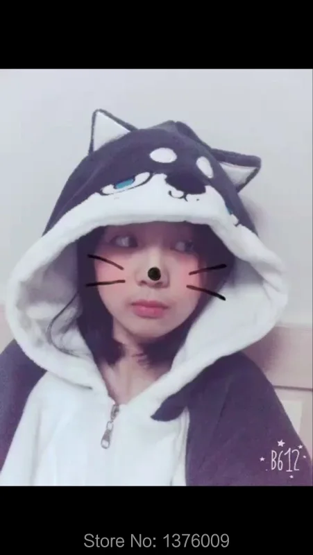 Свободные С Рукавом ШеяТолстовка Хаски Kawaii Harajuku Зимнее