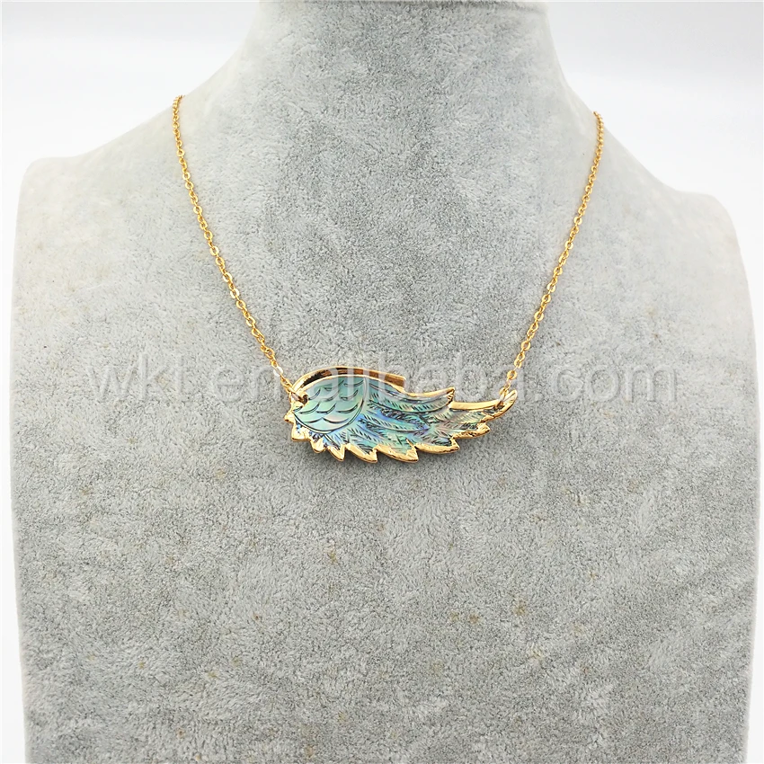 Оптовая продажа ожерелье из натуральных ракушек Пауа 24-каратного золота с